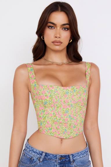 vestiario esso House of CB corsetto floreale vintage papavero X44T77