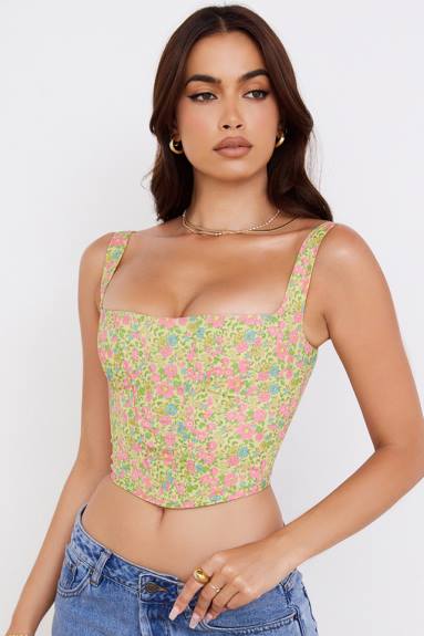 vestiario esso House of CB corsetto floreale vintage papavero X44T77