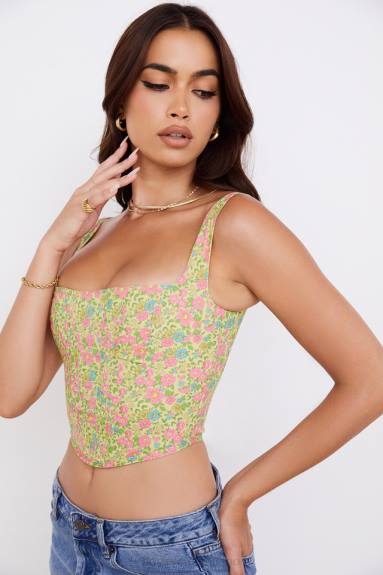 vestiario esso House of CB corsetto floreale vintage papavero X44T77
