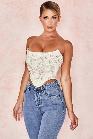 vestiario esso House of CB corsetto floreale vivienne limone X44T105