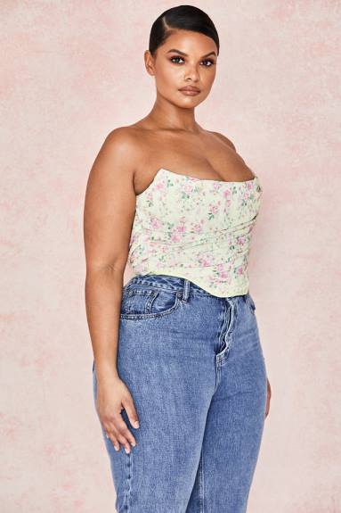vestiario esso House of CB corsetto floreale vivienne limone X44T105