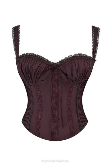 vestiario esso House of CB corsetto gini ricco di pizzo marrone sul retro X44T11