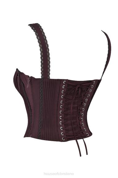 vestiario esso House of CB corsetto gini ricco di pizzo marrone sul retro X44T11