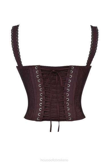 vestiario esso House of CB corsetto gini ricco di pizzo marrone sul retro X44T11
