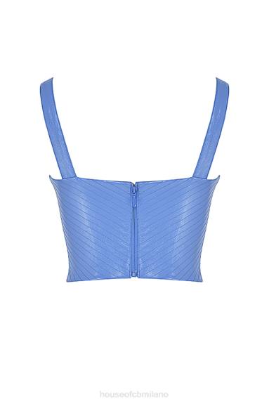 vestiario esso House of CB corsetto in pelle vegana blu fiordaliso melissa X44T65