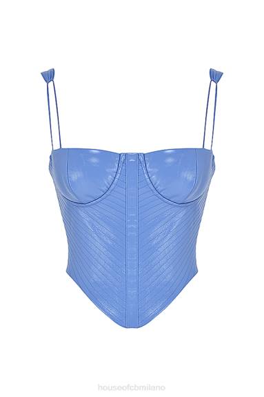 vestiario esso House of CB corsetto in pelle vegana blu fiordaliso melissa X44T65