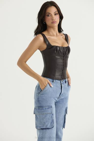 vestiario esso House of CB corsetto in pelle vegana james cioccolato amaro X44T38