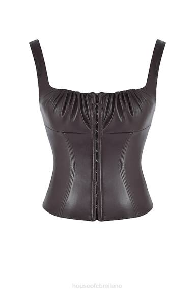 vestiario esso House of CB corsetto in pelle vegana james cioccolato amaro X44T38