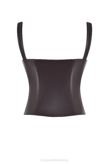 vestiario esso House of CB corsetto in pelle vegana james cioccolato amaro X44T38