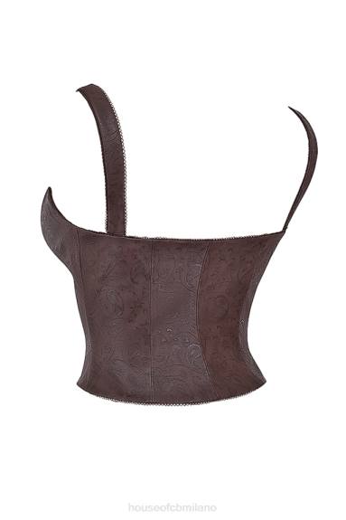 vestiario esso House of CB corsetto in pelle vegana marrone pia X44T5