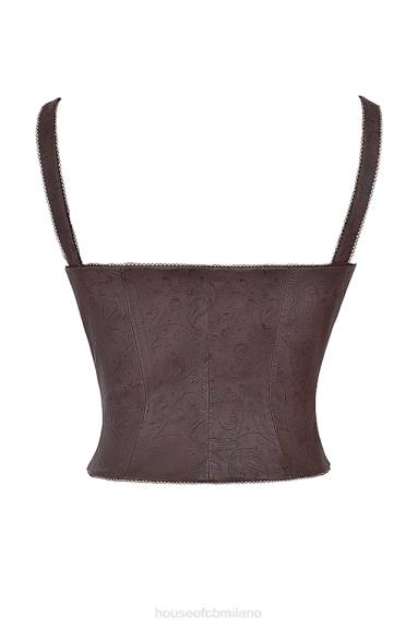 vestiario esso House of CB corsetto in pelle vegana marrone pia X44T5