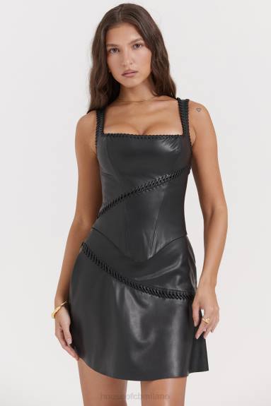 vestiario esso House of CB corsetto in pelle vegana nera leonie X44T16