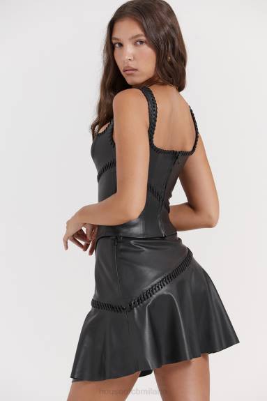 vestiario esso House of CB corsetto in pelle vegana nera leonie X44T16