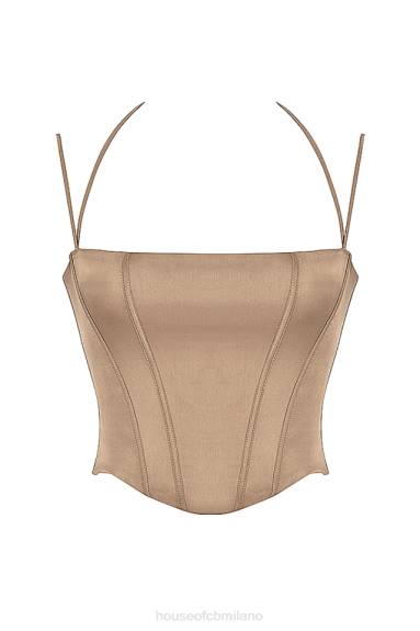vestiario esso House of CB corsetto in raso chatelle latte X44T60