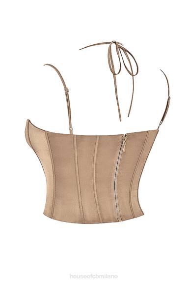 vestiario esso House of CB corsetto in raso chatelle latte X44T60