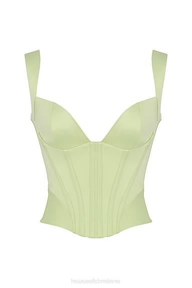 vestiario esso House of CB corsetto in raso lime liberty X44T79