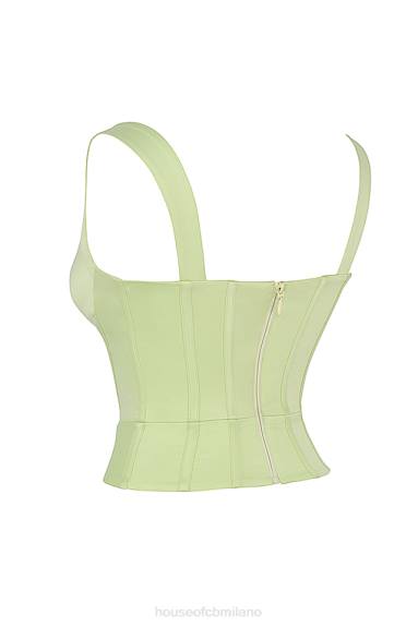 vestiario esso House of CB corsetto in raso lime liberty X44T79