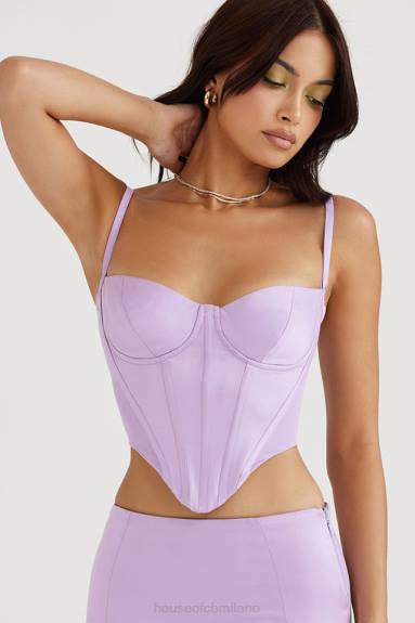 vestiario esso House of CB corsetto in raso orchidea Tamsin X44T57