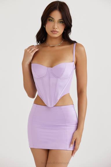 vestiario esso House of CB corsetto in raso orchidea Tamsin X44T57