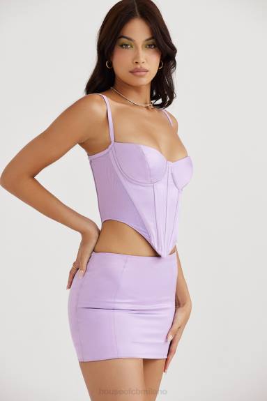 vestiario esso House of CB corsetto in raso orchidea Tamsin X44T57
