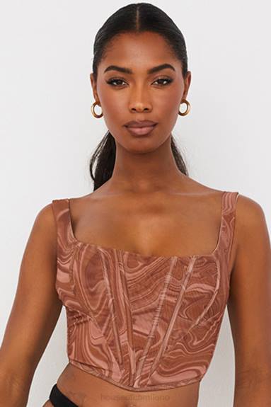 vestiario esso House of CB corsetto in rete con stampa a spirale ninetta X44T86