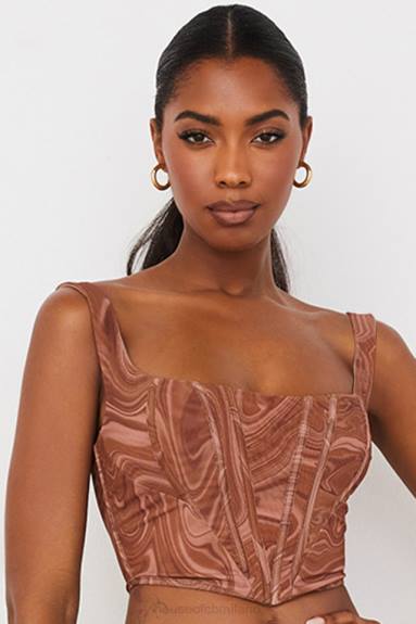 vestiario esso House of CB corsetto in rete con stampa a spirale ninetta X44T86