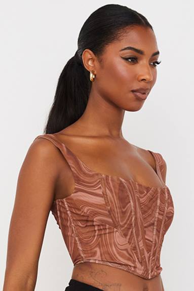 vestiario esso House of CB corsetto in rete con stampa a spirale ninetta X44T86