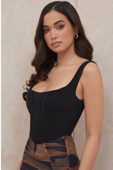 vestiario esso House of CB corsetto in rete nera ninetta X44T94