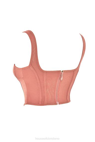 vestiario esso House of CB corsetto in rete rosa edetta X44T73