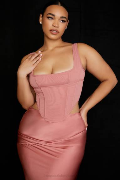 vestiario esso House of CB corsetto in rete rosa edetta X44T73