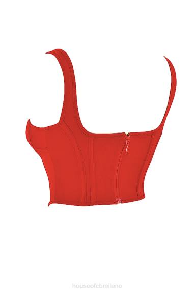 vestiario esso House of CB corsetto in rete scarlatta edetta X44T67