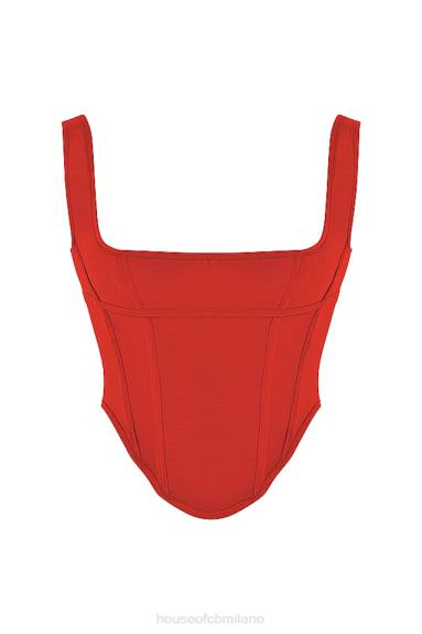 vestiario esso House of CB corsetto in rete scarlatta edetta X44T67