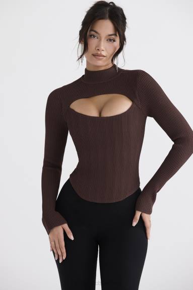 vestiario esso House of CB corsetto lavorato a maglia georgina cacao X44T32