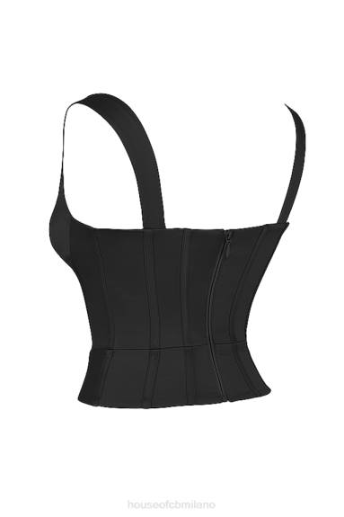 vestiario esso House of CB corsetto liberty in raso nero X44T76