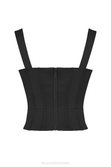 vestiario esso House of CB corsetto liberty in raso nero X44T76