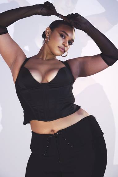 vestiario esso House of CB corsetto liberty in raso nero X44T76