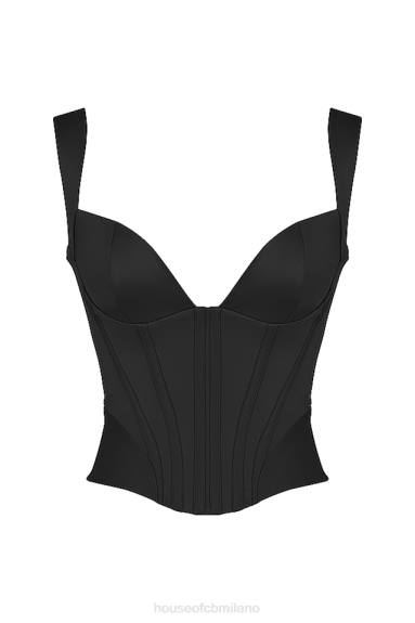 vestiario esso House of CB corsetto liberty in raso nero X44T76