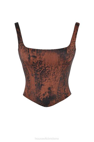 vestiario esso House of CB corsetto lungo Rafa in raso color rame antico X44T36