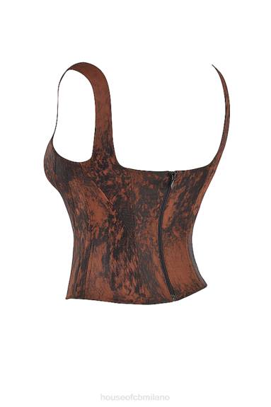vestiario esso House of CB corsetto lungo Rafa in raso color rame antico X44T36