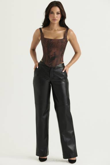 vestiario esso House of CB corsetto lungo Rafa in raso color rame antico X44T36