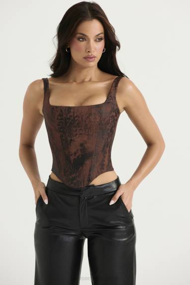 vestiario esso House of CB corsetto lungo Rafa in raso color rame antico X44T36