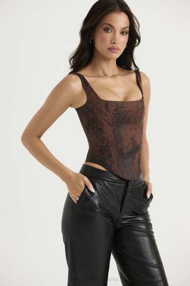 vestiario esso House of CB corsetto lungo Rafa in raso color rame antico X44T36