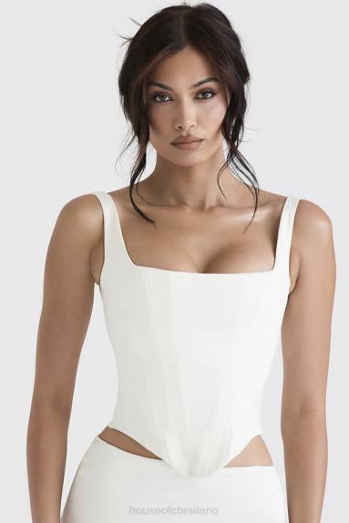 vestiario esso House of CB corsetto lungo in raso avorio Rafa X44T44