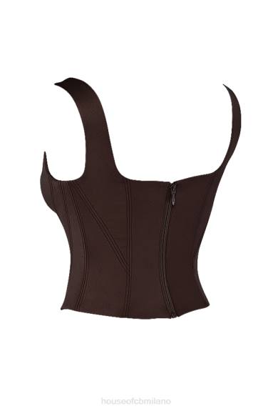 vestiario esso House of CB corsetto lungo in raso color cioccolato rafa X44T61