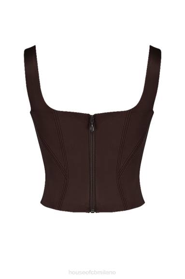 vestiario esso House of CB corsetto lungo in raso color cioccolato rafa X44T61