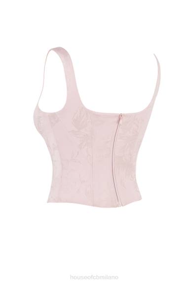 vestiario esso House of CB corsetto lungo in raso floreale rosa rafa X44T34