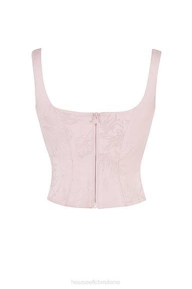 vestiario esso House of CB corsetto lungo in raso floreale rosa rafa X44T34