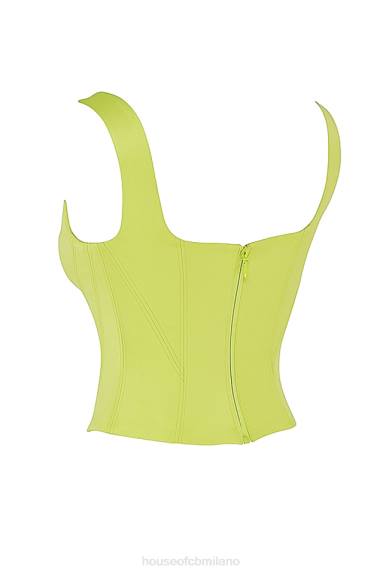 vestiario esso House of CB corsetto lungo in raso lime rafa X44T69