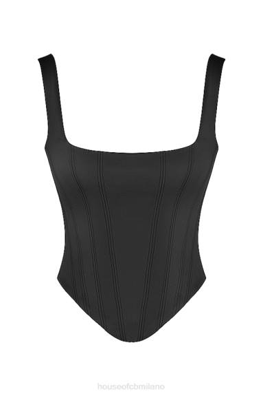 vestiario esso House of CB corsetto lungo in raso nero rafa X44T63