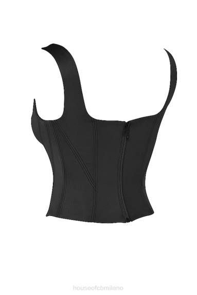 vestiario esso House of CB corsetto lungo in raso nero rafa X44T63
